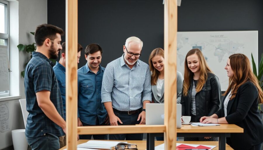 Zdjęcie zespołu agencji Simple Frame podczas pracy Zdjęcie zespołu agencji Simple Frame podczas pracy